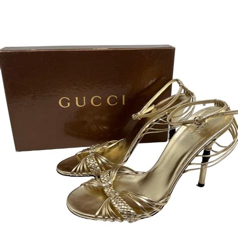 gucci platino sandals|Gucci gold heeled sandals.